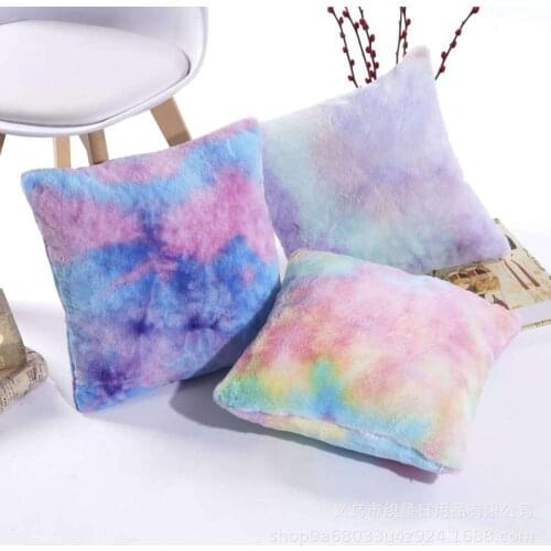 Soft Plush Faux Fur Gradient Cushion Pillowcase Throw Pillow For Sofa Car Chair Hotel Home Decoration Wholesale