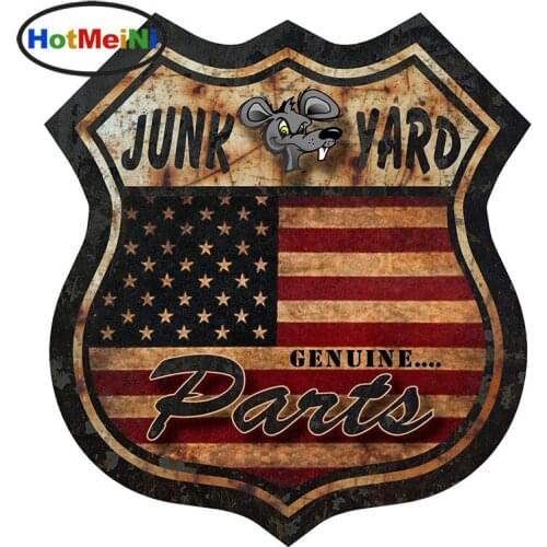HotMeiNi 13cm x 12cm Car Styling Car Sticker Route 66 Decal Sticker Junk Yard Parts Rat Rod Waterproof Accessories Bumper