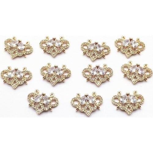 New arrival! 19x15mm 30pcs Copper/Zircon Heart shape Charm for Earrings Making Earrings parts hand Made Jewelry DIY