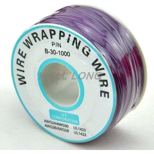 One Roll Purple 30AWG Wire Wrapping Wire, Tinned Copper Solid, PVC insulation
