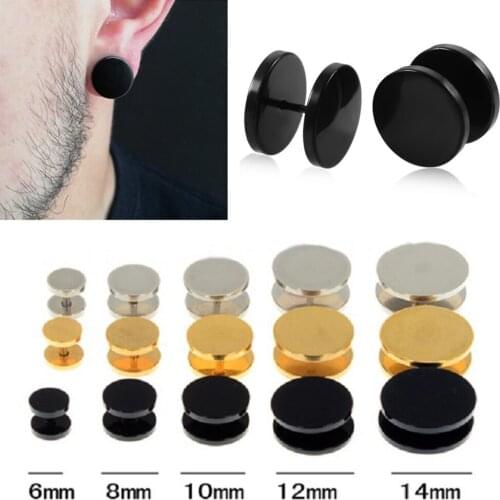 One Pair Stainless Steel Round Stud Earrings For Women Dumbbell Pierceing Earrings Men Punk Fashion Jewelry