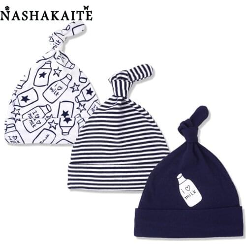 Prowow 3PCS/Set 0-6 Months Baby Beanie Hat Newborn Hat Cotton Comfortable Soft Baby Caps Cartoon Print Baby Winter Cap