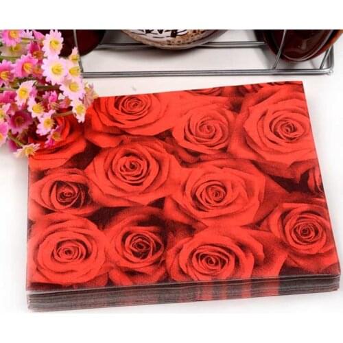 Sale 20 table napkin paper tissue flower purple red pink rose printed decoupage hotel party festive wedding decor handkerchief