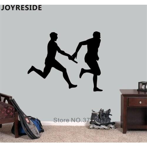 Relay Race Wall Decals Home Sports Style Decor Wall Sticker Modern Decal Athletes Running Pattern Sport Vinyl Wall Stickers M188