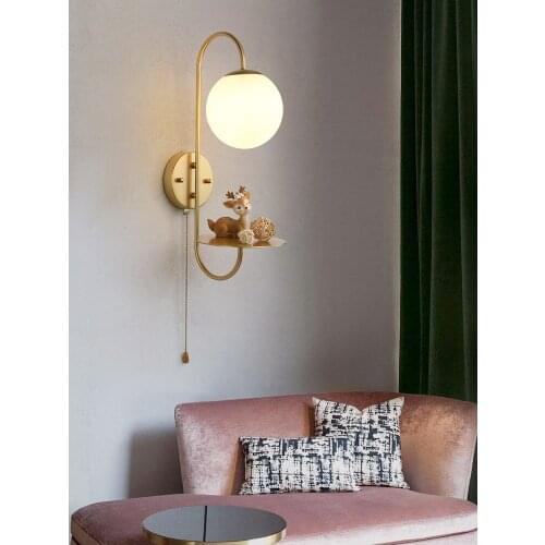 Nordic wall lamp postmodern bedside lamp bedroom living room aisle simple and creative light luxury wall lamp gold black