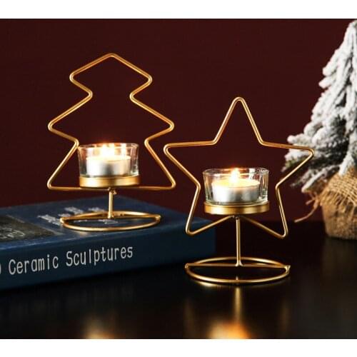 Nordic Candle Holder Home Bedroom Living Room Creative Christmas Gift Decoration Ornaments Wrought Iron Golden Candle Holder