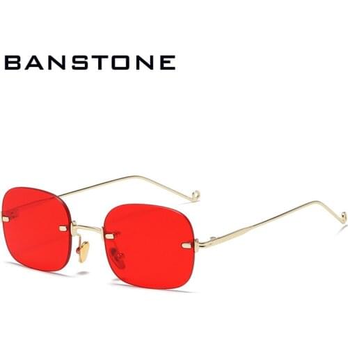 Fashion Small Rimless Sunglasses Women Retro Punk Square Sunglasses Men Gradient Shades Brand Designer UV400 Eyewear