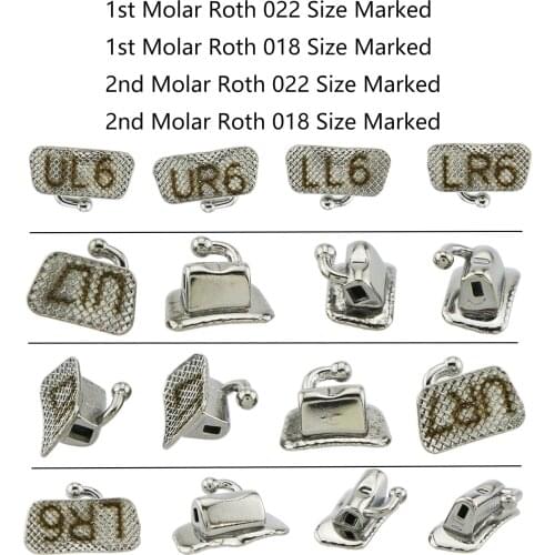 Dental Orthodontic Size Marked NON-Convertible Buccal Tubes Roth 0.018/0.022 1st 2nd Molar 10 Packs/40 Pcs