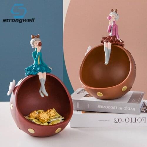Strongwell Nordic Bubble Girl Figurines Home Decoration Storage Container Sundries Holder Candy Can Living Room Decoration Gifts