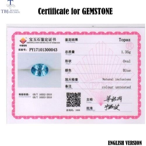 TBJ, GTC Jewerlry Certificate Loose gemstone and Gemstone Jewelry ,Jewelry Certificate Charge for english and chinese version