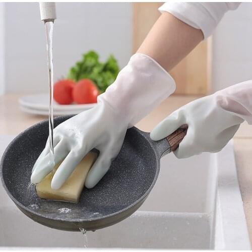 Four Seasons Long Style Household Gloves Single-Layer Non-Cashmere Sleeve Binding Mouth Water-Proof Cleaning Washing Dishes Rubb