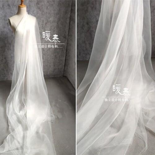 High-end Tulle Fabric Reflective White Hazy feeling Gloss DIY Veil Flower Background Decor Hanfu Dress Fashion Designer Fabric
