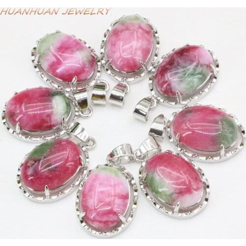 Hot 16x25 Natural Stone Pendant Jades Chain Necklace Womens Stainless Steel Jewelry Oval Fashion Accessories Holiday Gift B3342