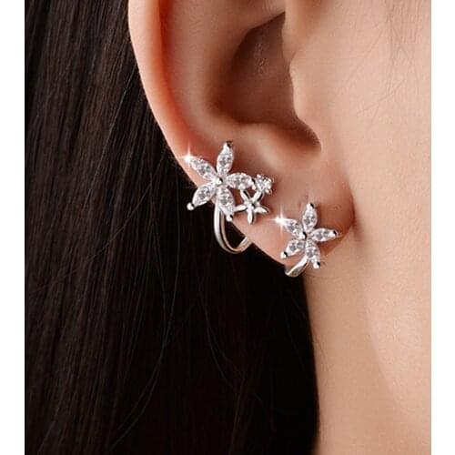 Clip Earrings Women Rhinestone Ears Decorations Fashion Jewelry Accessories Female Stainless Earrings Party Gifts for Ladies