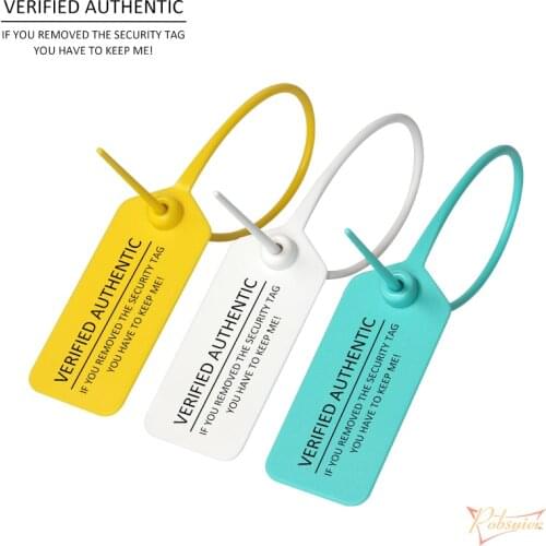 100Pcs Custom Clothing Brand Labels Plastic Off Verified Authentic VOID Security Seal Garment Shoes Bag Printed Tags White