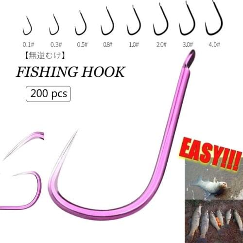 200pcs Fish Hook Super Quality Violent Black Pit Flying Koi Carp Fishing Hook Bulk Without Barbs Fishing Accessories