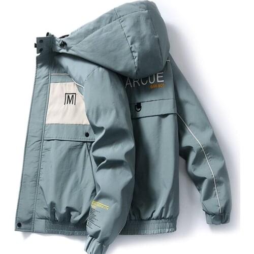 2021 Autumn Men Hooded Jackets and Coats Streetwear Casual Coat Outwear Slim Fit Male Clothing