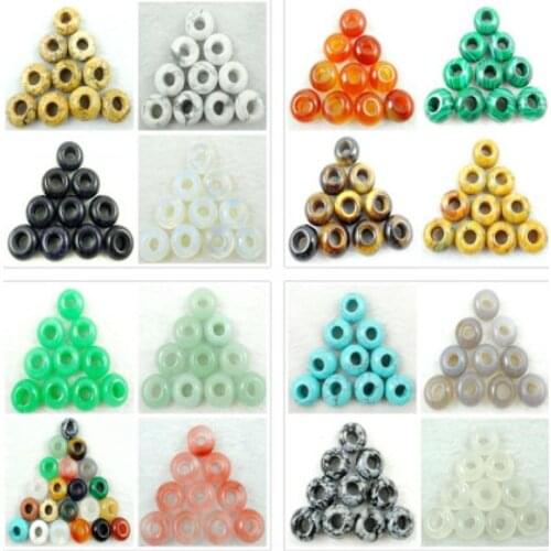 24pc Natural 14*8MM stone Quartz crystal round shape big hole beads pendant for diy Jewelry making necklace earrings Accessories