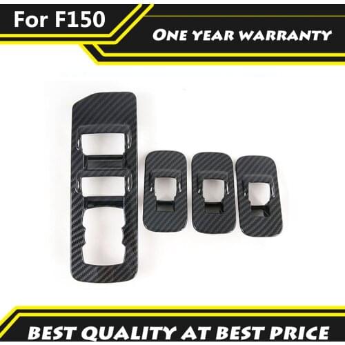 4Pcs Carbon Fiber Color Auto Window Lifter Switch Button Cover Decorative Panel Trim Car Interior Accessories For F150 2015-2020