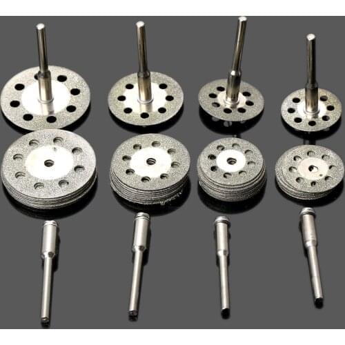 40Pcs 20/22/25/30mm Diamond Grinding Discs Wheel Mini Metal Cutting Circular Saw & 8Pcs 3mm Shank Mandrel Kit Drill Rotary Tools