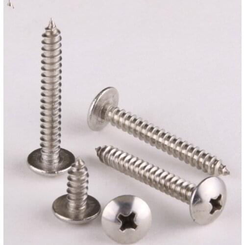 40PCS Stainless Steel 304 Large Flat Head Self Tapping Screws / Umbrella Head Self-tapping Screw M3 * 16