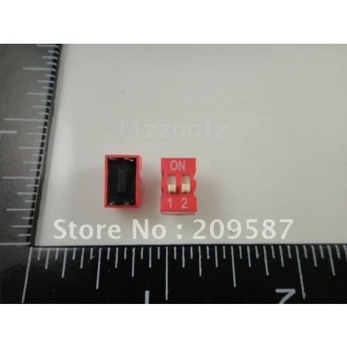 50pcs 2P 2 Position DIP Switch 2.54mm Pitch 2 Row 4 Pin Slide DIP Switch