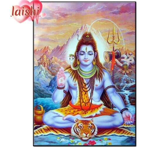 5D Diy Hindu god shiva Diamond Painting Full Round Square Drill Rhinestone Mosaic Wall Art Picture Home Decoration Birthday Gift