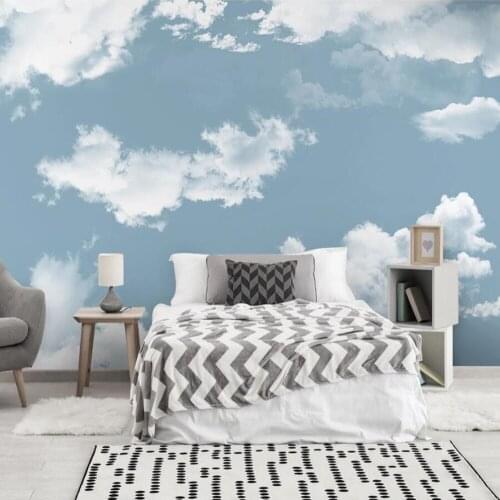 Milofi custom large wallpaper mural 3d hand painted nostalgic retro blue sky and white clouds background wallpaper mural