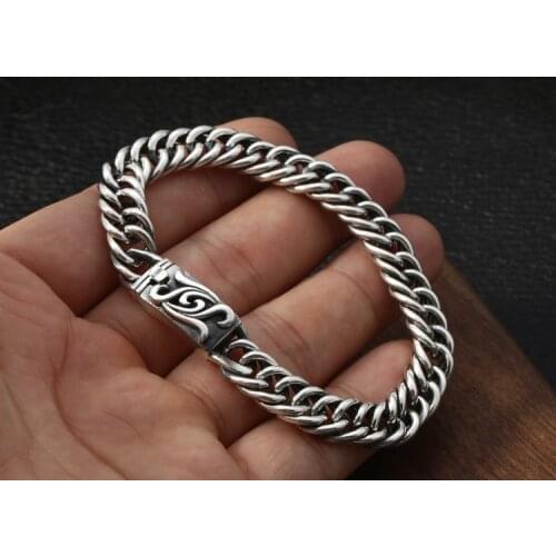 Mens women Solid 925 Sterling Silver biker rock punk Link Bracelet bangle Chain Jewelry A4660