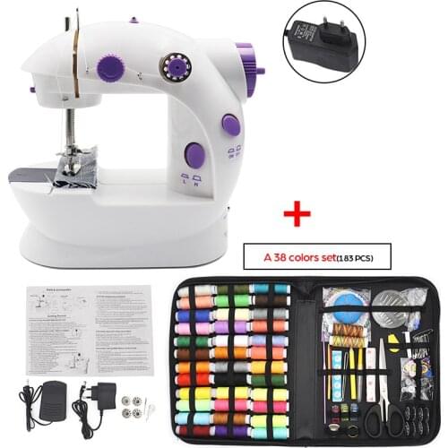 Mini Electric Sewing Machine with Sewing Thread Needles Scissor Bobbin Tool Kit Full Set Sewing Tool Set DIY Sewing Accessories