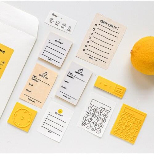 JIANWU 3pcs/set Daily Plan Sponge Clear Stamps for DIY Scrapbooking Photo Album Crafts Standard Rubber Stamps Stationery Kawaii