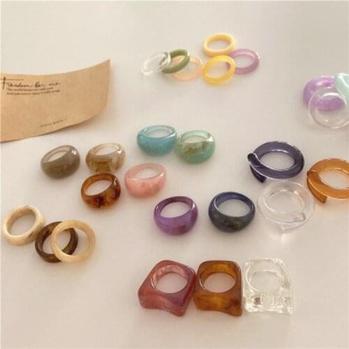 Korea Fashion Vintage Simple Colorful Acrylic New Fresh Simple Irregular Rings Punk For Women Girls Jewelry Accessories Gifts