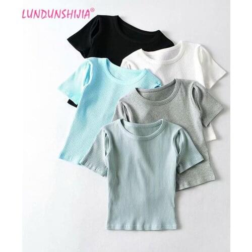 LUNDUNSHIJIA 2021 Summer Women Off-The-Shoulder Short Sleeve T-shirts Female T-Shirt All-Match O-neck Short T-shirts For Women