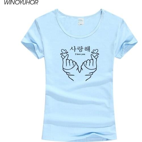 Fashion T Shirt Women Finger Gesture Love Printed Graphic Tees Summer Short Sleeve Top Korean Style Camisetas Mujer