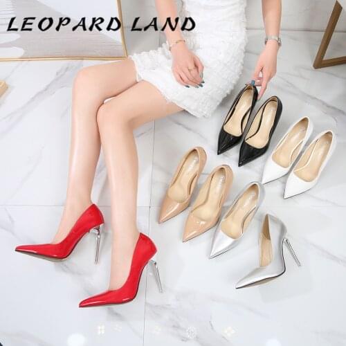 LEPARD LAND Fashion Pointed-Toe Large-Size High-Heeled Shoes Nightclub Sexy Thin Heeled Professional Womens Shoes WZ-18085-1