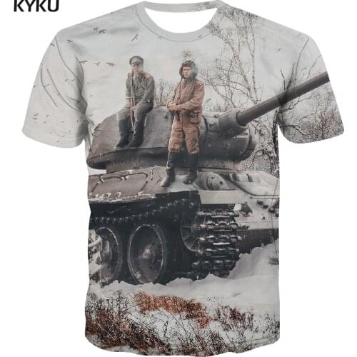 KYKU Brand Tank T-shirt Men Military Funny T shirts War T-shirts 3d Snow Shirt Print Mens Clothing summer Fashion Slim Tops