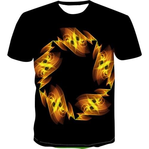 2020 New fashion hot sale 3D printing color mens T-shirt psychedelic Abstract summer round neck line simple versatile T-shirt