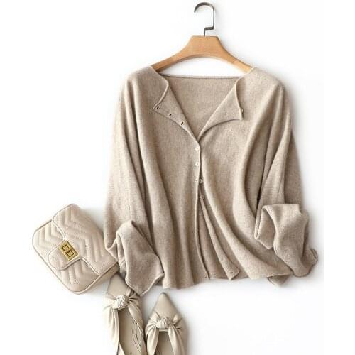 2021 autumn new 100% cashmere oversized buttons cardigan plus ribbed knitted knee length softness dress women