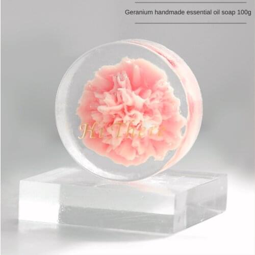 Geranium Natural Essential Oil Handmade Soap Cleansing Bath Long Lasting Oil Control Anti-Mite Skin Care Essential Oil Soap