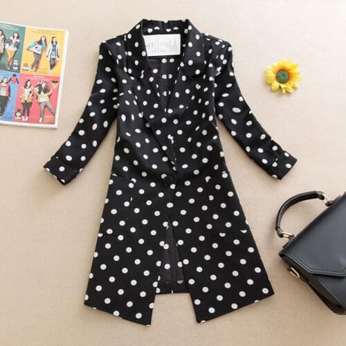 2020 New Autumn Women Fashion Office Dot Printed Blazers Ladies Causal Long Sleeve Elegant Coat Female Chic Slim Jacket Q25
