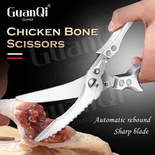 Sharp Kitchen Scissors Stainless Steel Chicken Bone Scissors Chicken Duck Fish Seafood Bone Cutter Multifunction Kitchen Tools