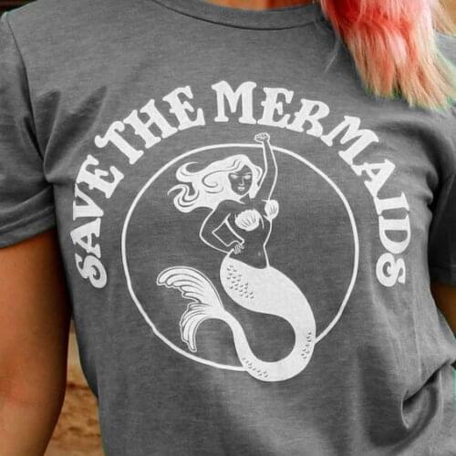 Ave The Mermaids Women cotton Cute Graphic Tee Casual Short Sleeves T-Shirt aesthetic harajuku slogan pretty girl style goth top