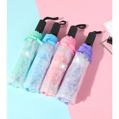 Transparent Automatic Open Womens Clear Umbrella Windproof Sun Rain Folding Umbrella Sun Parasol Folding Umbrella Rain Women
