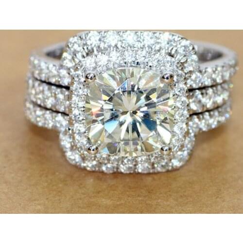 Luxury Promise Lab Diamond Promise ring sets 925 Sterling silver Engagement Wedding Band Rings for women Bridal Party Jewelry