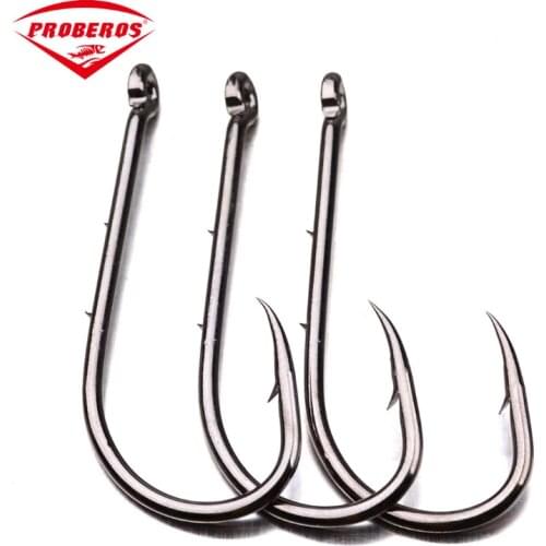 PRO BEROS 100pcs Barbed Fishhook High-carbon Steel Baitholder Jig Big Sea Fishing Hooks