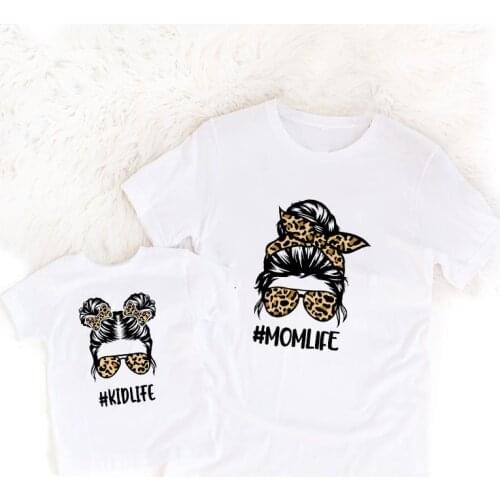 Mom Life Kid Life Shirt Mama Mini Messy Bun T Shirt Mother and Girl Matching T-Shirt Mom and Me Shirts Family Look Outfits