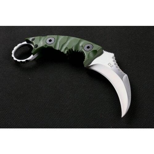 Stri Karambit Claw Satin D2 Blade G10 Handle Self-defense Tactical Pocket Fixed Blade Knife Hunting Fishing EDC Survival Tool