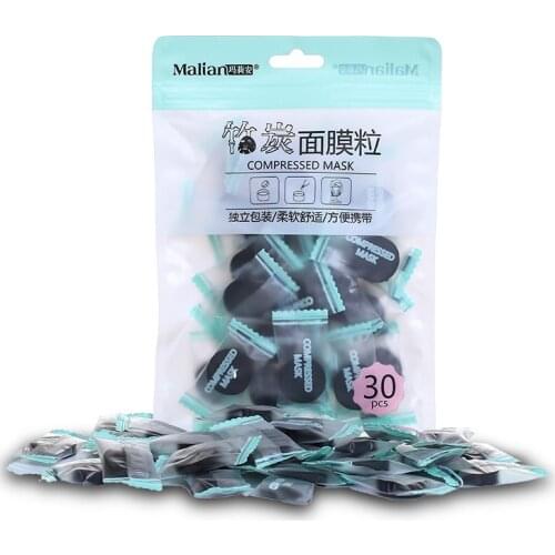 30Pcs/Bag Pro Bamboo Charcoal Compressed Mask Sheet Paper Travel Portable DIY Tools Moisturizing Whitening Skin Care Dropship