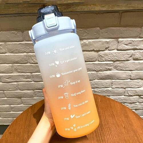 High Quality Gallon Water Bottle with Straw 2 Litre Large Capacity Tritan BPA Free Motivational Quote Time Marker Fitness Jugs