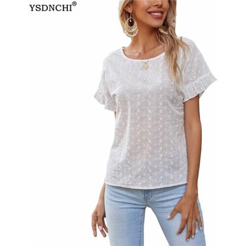 YSDNCHI 2021 Women Casual Harajuku Fashion T-shirt Pure White Loose O-neck Short Sleeve Elastic Stretched Summer Home New Tee